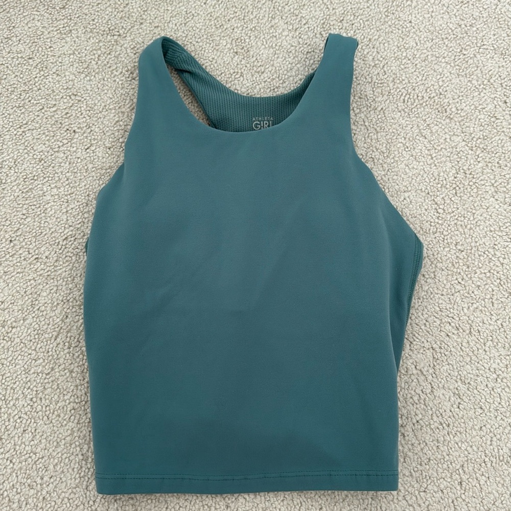 athleta girl built in bra athletic tank (dark teal)